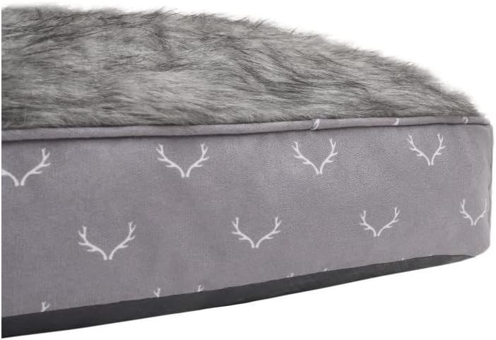 Wolf and Tiger Antler Hygge Dog Bed – Winter Faux Fur Mattress (72 × 54 cm)