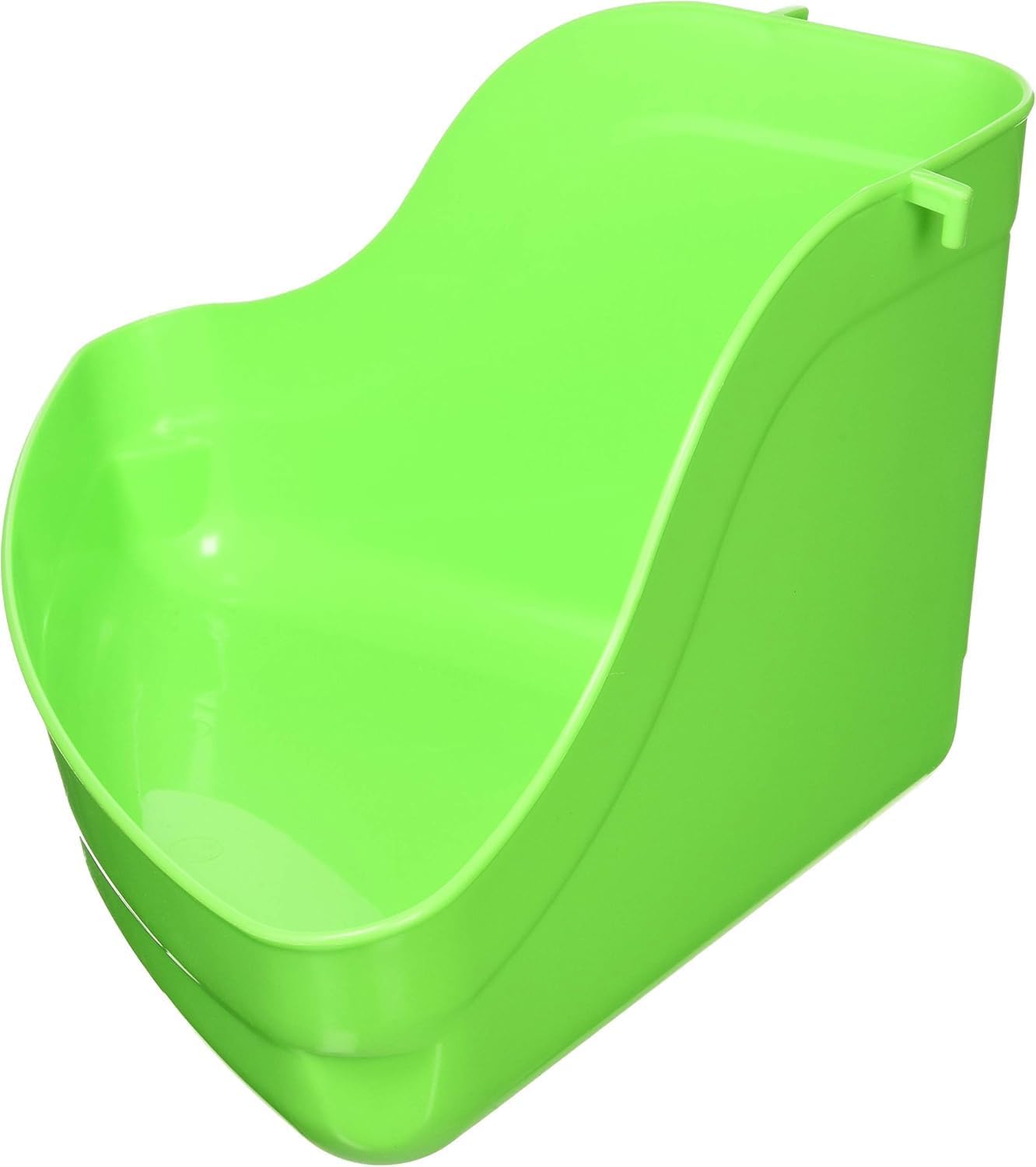 Green plastic litter tray on a white background