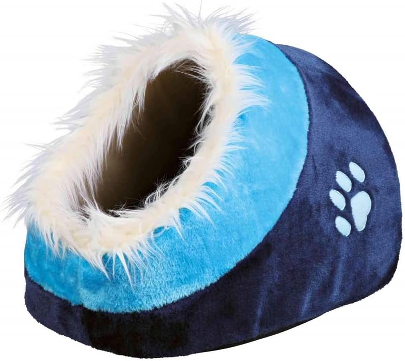 Trixie Minou Cat & Small Dog Bed Dark Blue/Blue 35x26x41cm | Cosy Pet Sleeping Retreat