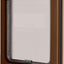 Brown pet door with clear flap on a white background