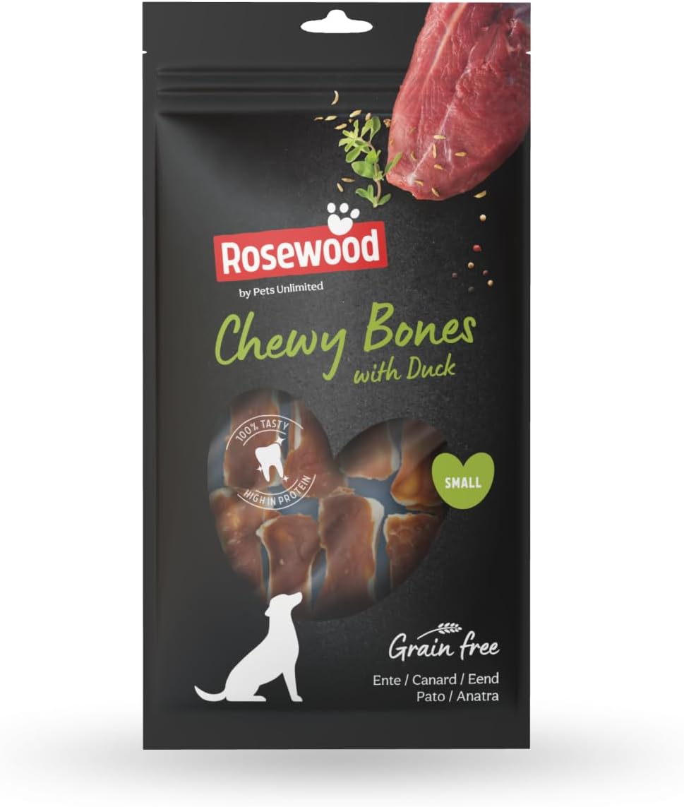 Rosewood (Pets Unlimited) Chewy Bone With Duck Small | Dog Treats (8 Pcs)