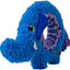 Blue plush elephant dog toy with a rope, on a white background