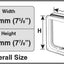 Measurement chart for a pet door with dimensions labeled.