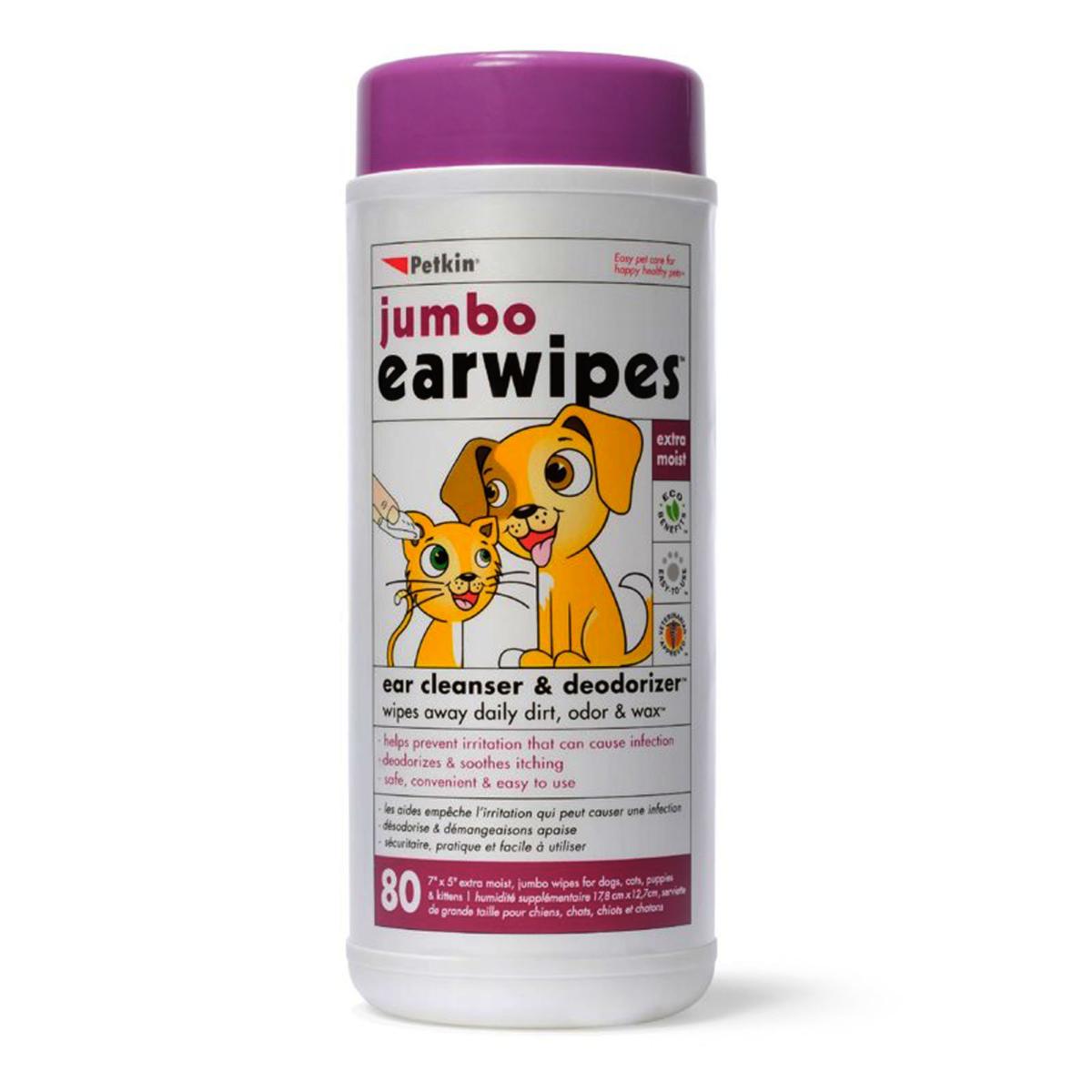 Lingettes auriculaires Petkin pour chats et chiens