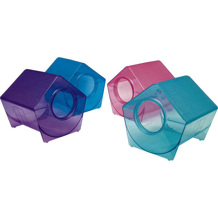 Four colorful chinchilla baths on a white background
