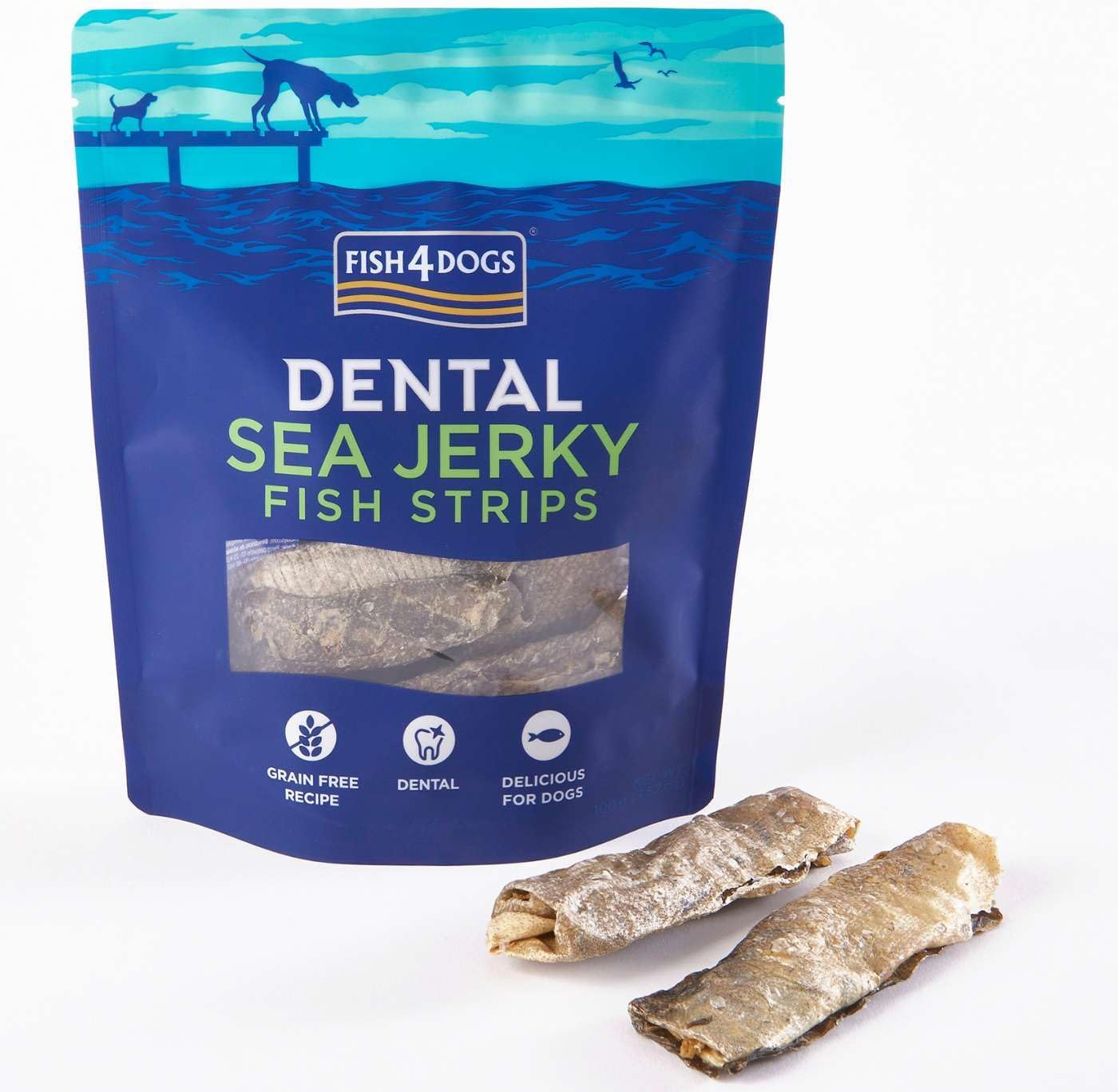 Fish4Dogs Dental Sea Jerky Fish Strips | Natural Dog Treat (100g & 500g)