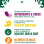 Health benefits of a pet food product with icons and text on a white background