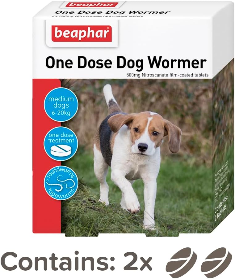 Beaphar One Dose Wormer for Dogs | Roundworm & Tapeworm Treatment