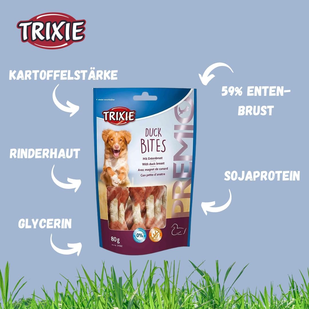 Trixie Premio | Rawhide Dog Treats | Duck Bites - 80g