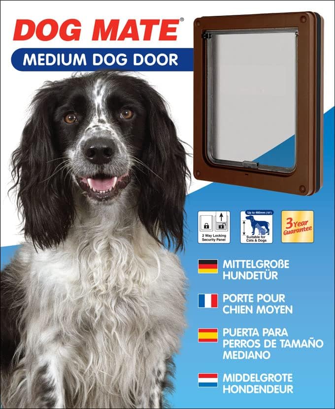 Packaging for the medium brown dog door