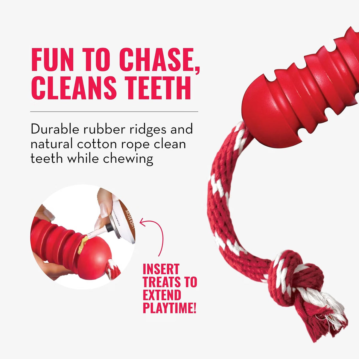 KONG Dental Dog Toy with Rope | Small & Medium