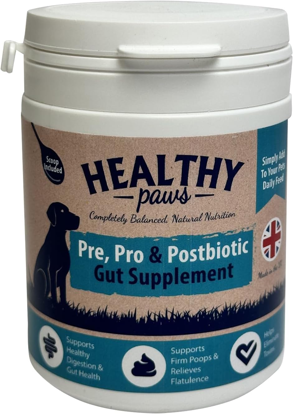 Healthy Paws Pre, Pro & Postbiotic Gut Supplement for Dogs | Digestive & Stool Support
