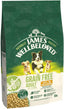 Bag of James Wellbeloved grain-free dog food with images of dogs on a green background