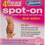 Front of a Johnson's Veterinary 4fleas spot-on dual action treatment package for kittens and small cats, with a pink and white box, orange tabby cat photo, and yellow text.