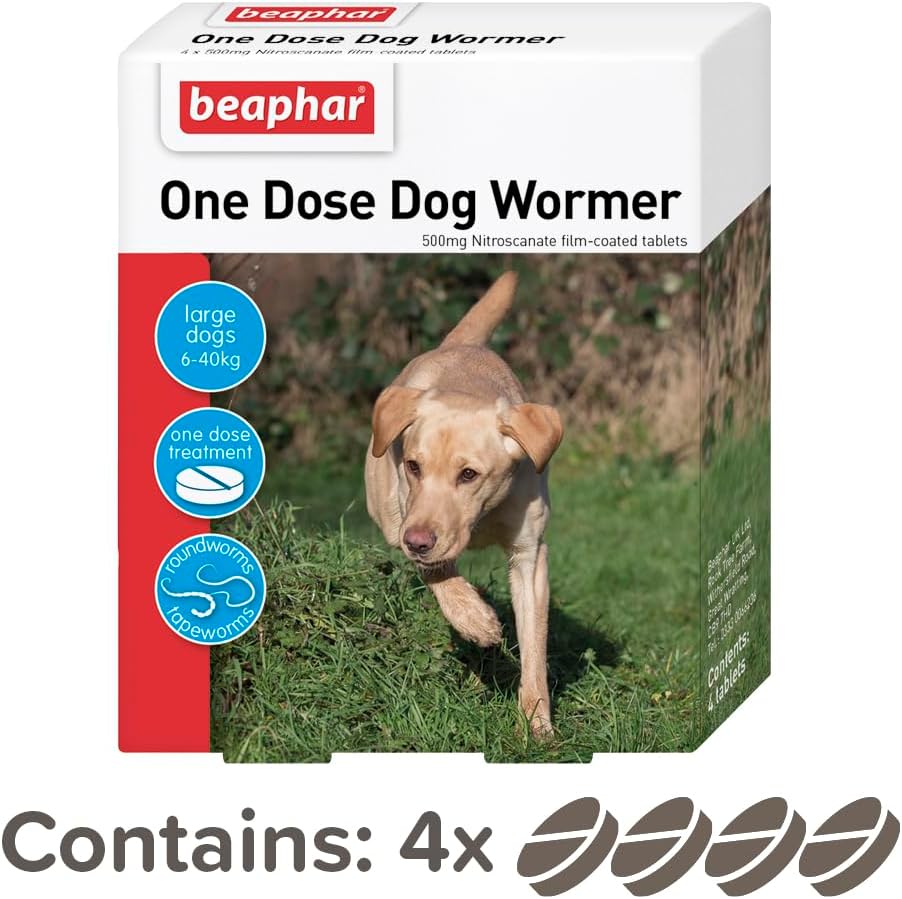 Beaphar One Dose Wormer for Dogs | Roundworm & Tapeworm Treatment