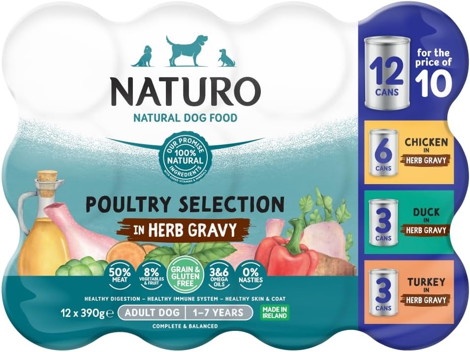 Naturo Poultry Selection wet dog food in herb gravy