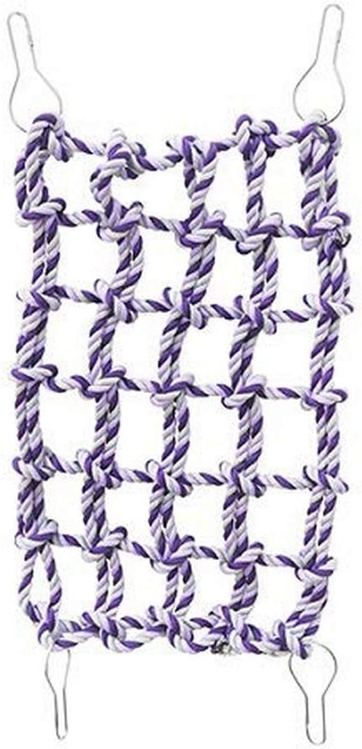 Purple rope grid hanging on a white background