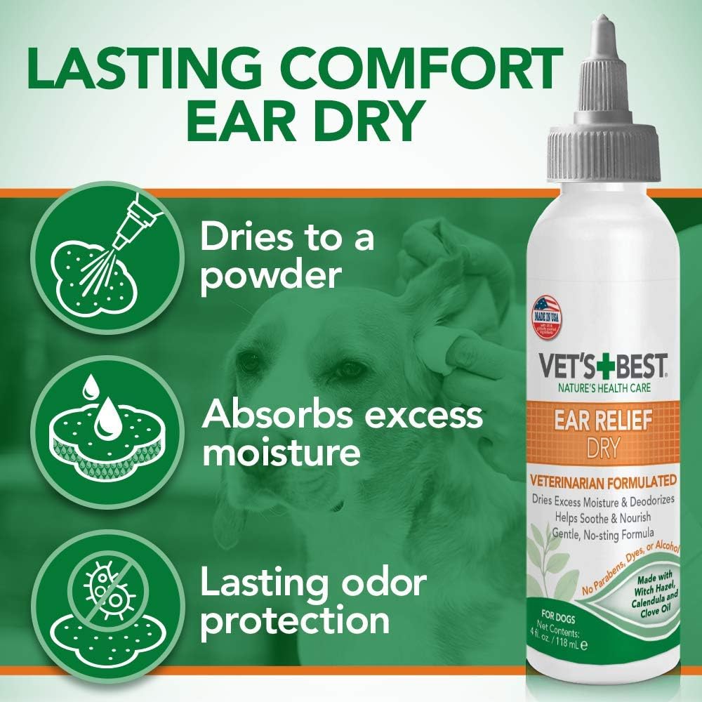 Vet's Best | Dog Ear Cleaning | 2 Piece Wash & Dry Relief Kit