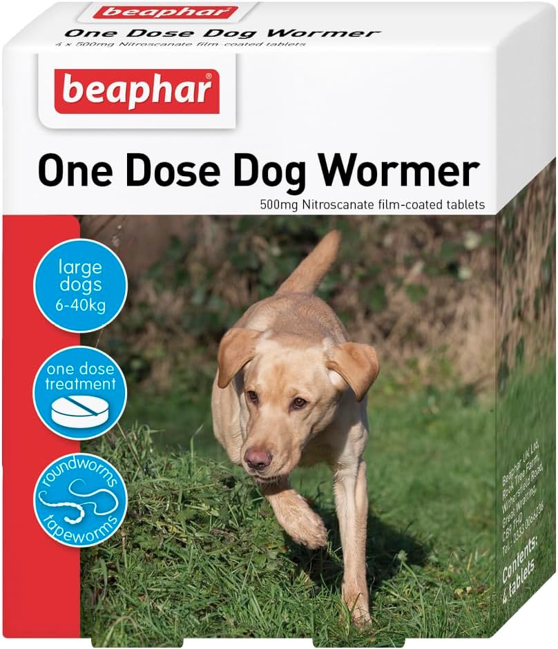 Beaphar One Dose Wormer for Dogs | Roundworm & Tapeworm Treatment