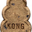 Bronze-colored dog treat shaped like a dog with 'KONG' branding on a white background