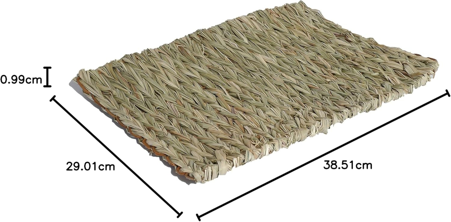 Woven Chill ’n’ Scratch Mat XL – Natural Bulrush Chew & Sleep Mat for Rabbits, Guinea Pigs & Small Pets (38.5 x 29cm)