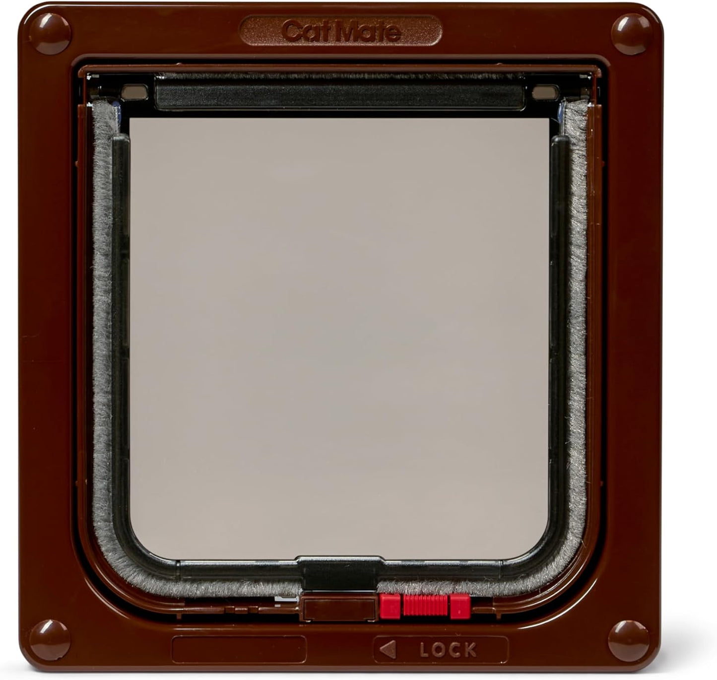 Cat Mate Lockable Cat Flap – Brown  Secure Slide Lock  Ideal for Thin Panel Doors