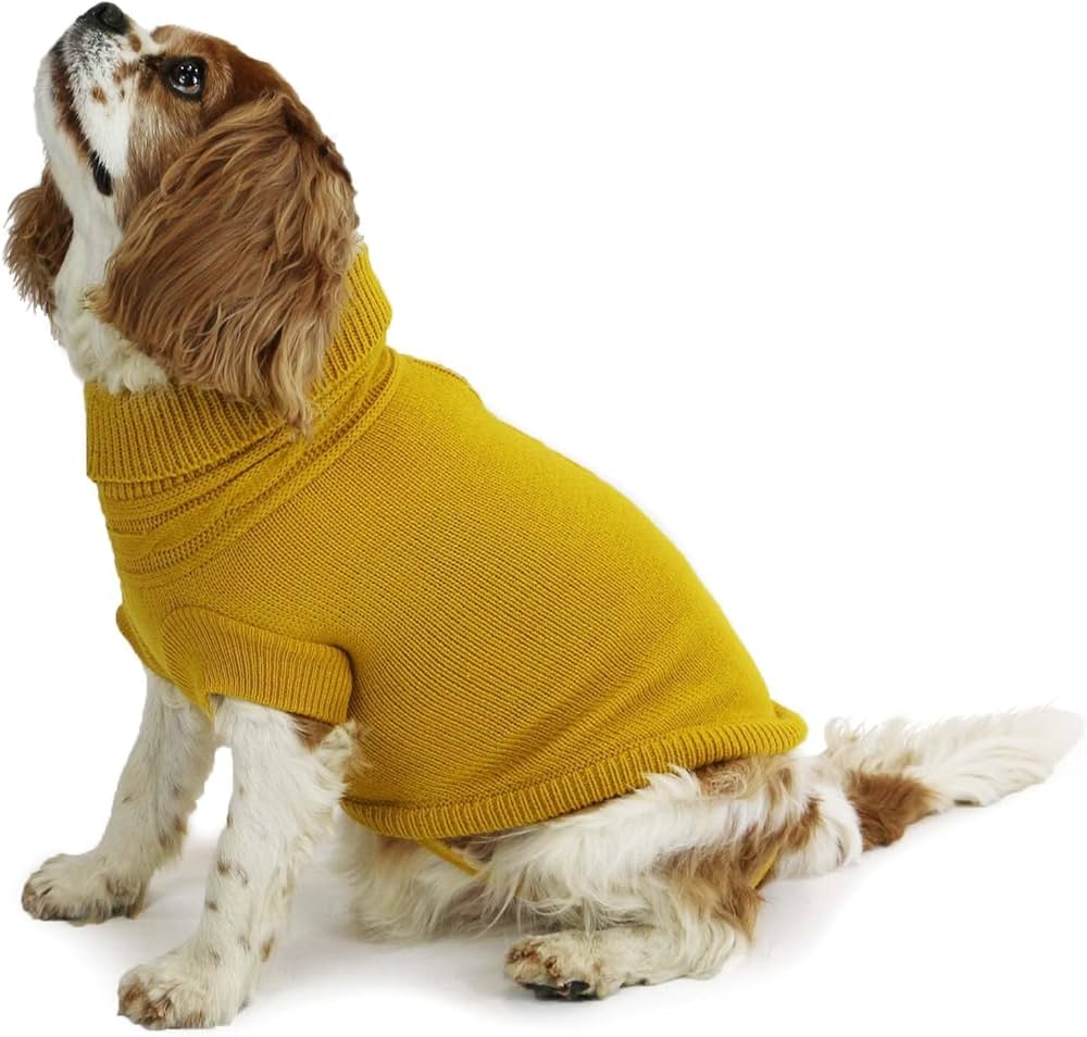 Mustard Cable Knit Dog Jumper by Ancol