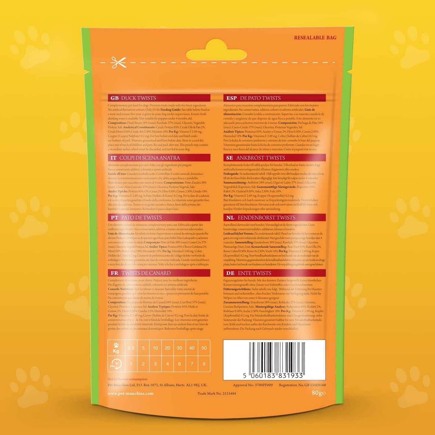 Pet Munchies Gourmet Dental Twist Dog Treats Chicken or Duck