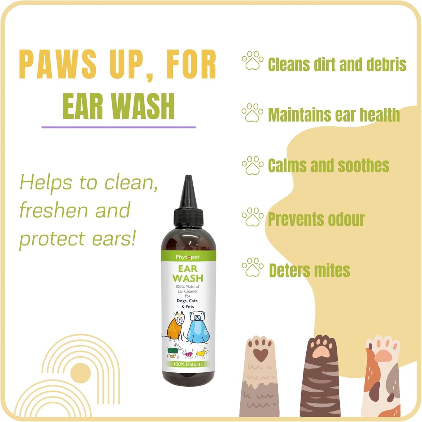 PhytoPet | Ear Wash | 100% Natural Ear Cleaner for Dogs, Cats & Small Pets