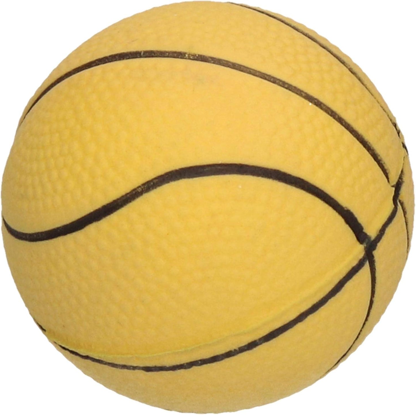 Yellow dog ball with black lines on a white background