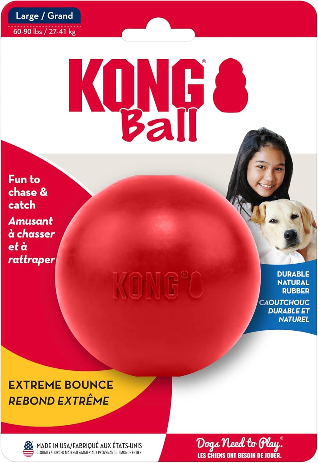 KONG Ball with Hole | Durable Natural Rubber Fetch Dog Toy