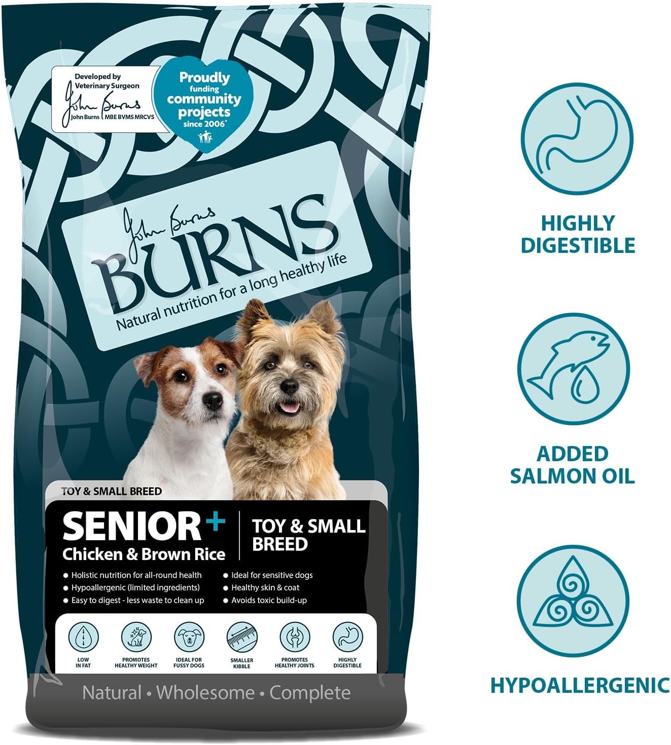 Burns Toy & Small Breed Original | Holistic Gluten Free Dry Dog Food | Senior + | Chicken & Brown Rice