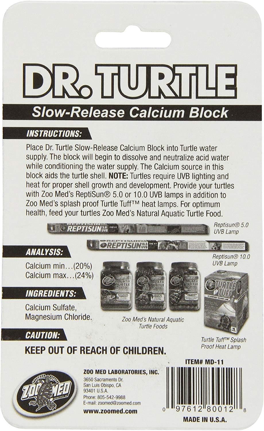 Zoo Med Dr. Turtle Calcium Block | Aquatic Turtle Calcium & Water Conditioner