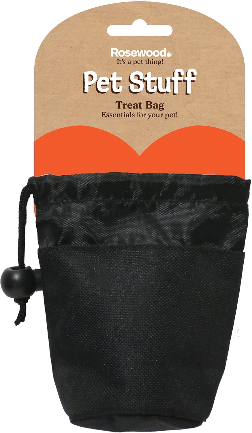 Rosewood Plain Black Dog Training Treat Bag - Hands-Free Pouch with Belt Clip
