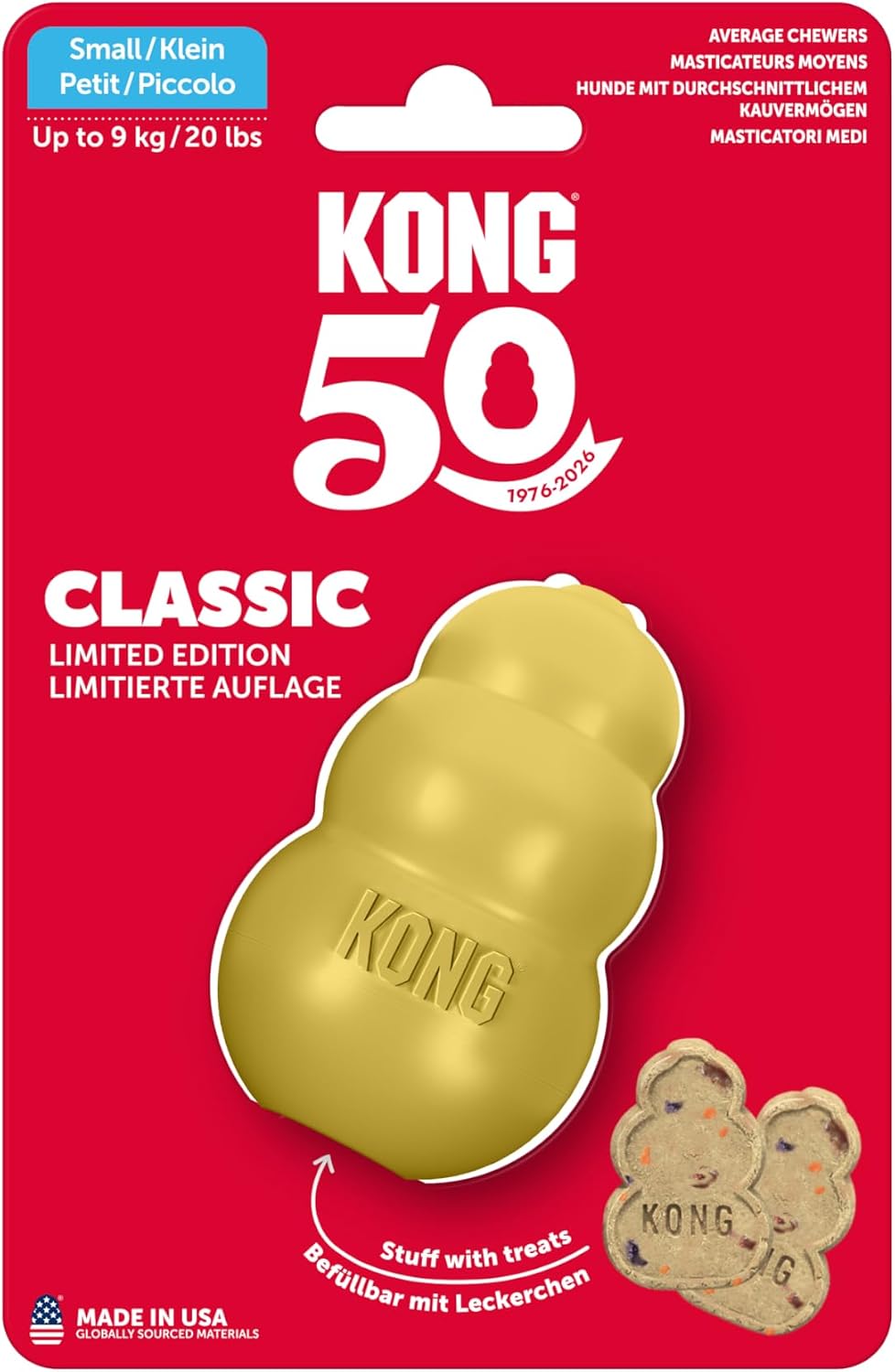 KONG Classic Limited Edition GOLD | 50th Anniversary Enrichment Dog Toy