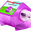 Purple chinchilla bath house with a chinchilla peeking out, on a white background