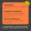 Nutritional label for chicken breast dog treats product with成分, analytical constituents, vitamins & minerals, and safety information.