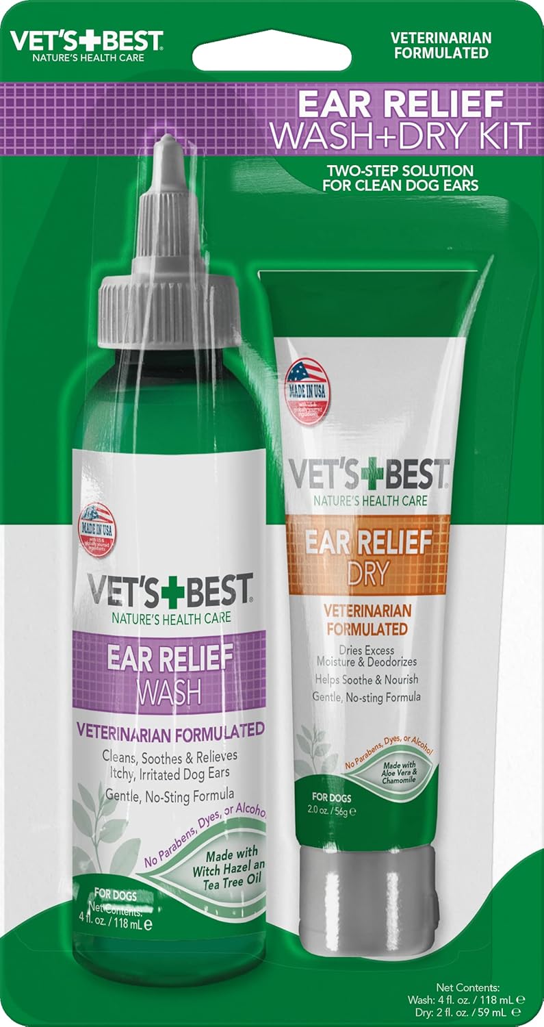 Vet's Best | Dog Ear Cleaning | 2 Piece Wash & Dry Relief Kit