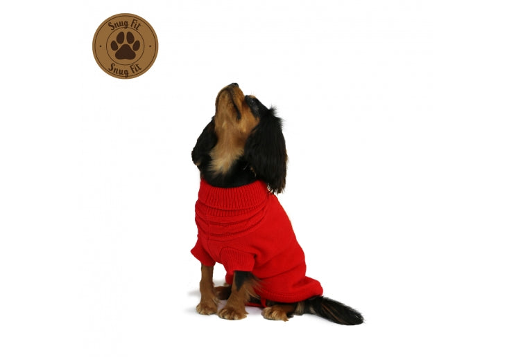 Red Cable Knit Dog Jumper by Ancol