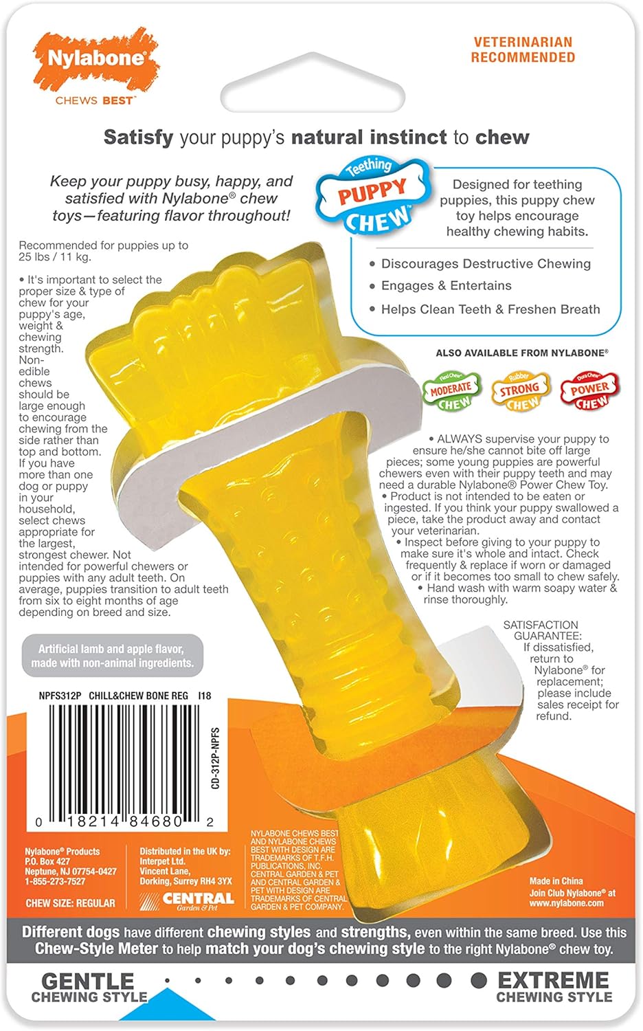 Nylabone Puppy Chew Bone Chicken & Chill & Chew Teething Toys | Ireland & UK