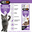 VETIQ Serene Calming Drops packaging with a cat and cat and dog illustrations on a purple background.