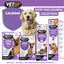 VETIQ Healthy+ calming collection for pets with a golden retriever on a purple background
