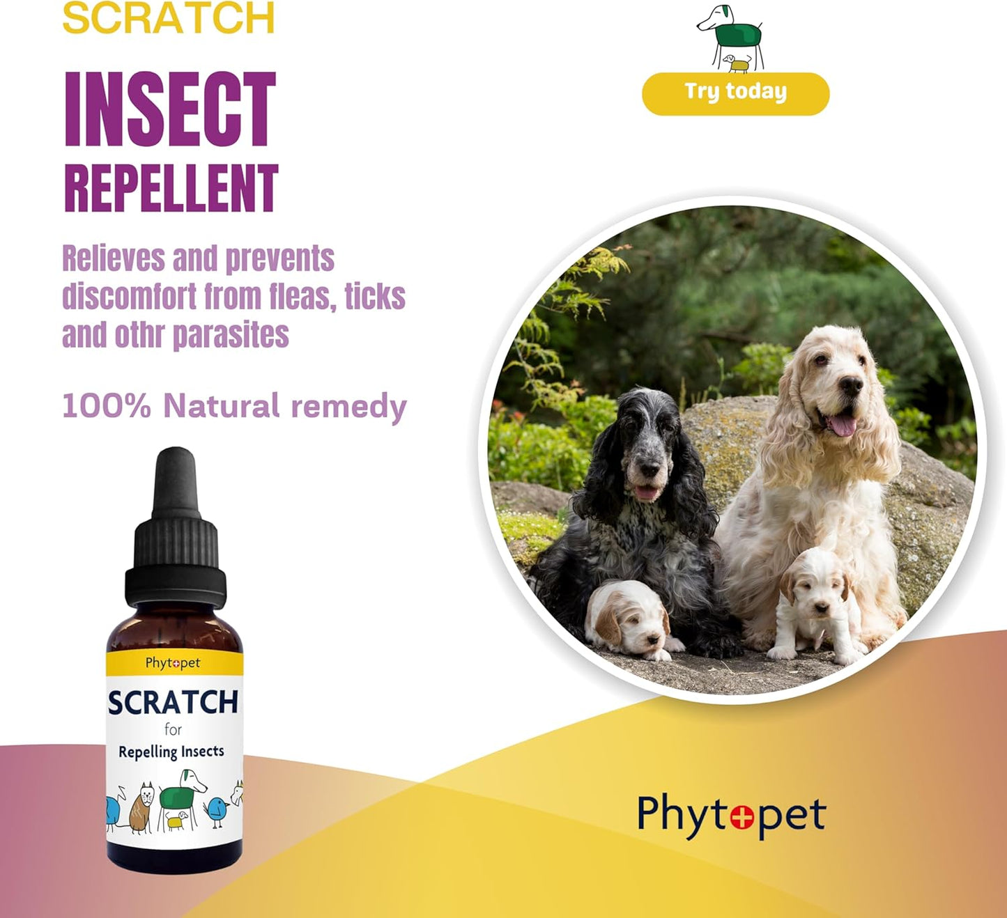 PhytoPet | Scratch | Natural Repellent for Fleas, Ticks, Flies & Other Insects