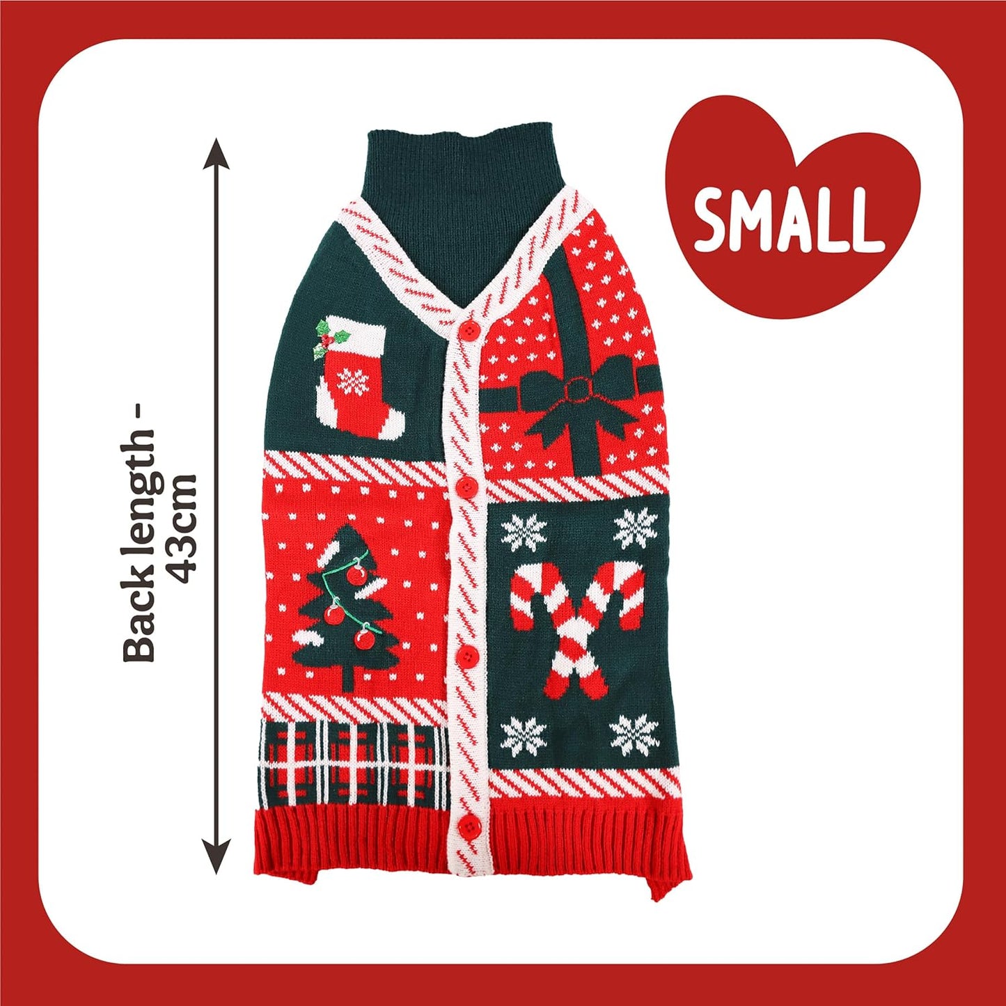 Rosewood Candy Cane Christmas Gift Box | Dog Festive Jumper & Soft Toy Pack