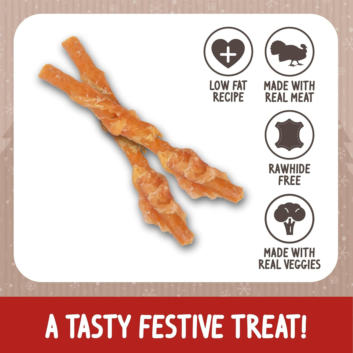 Rosewood Turkey & Carrot Chewy Wraps - 100g Grain-Free Dog Treats