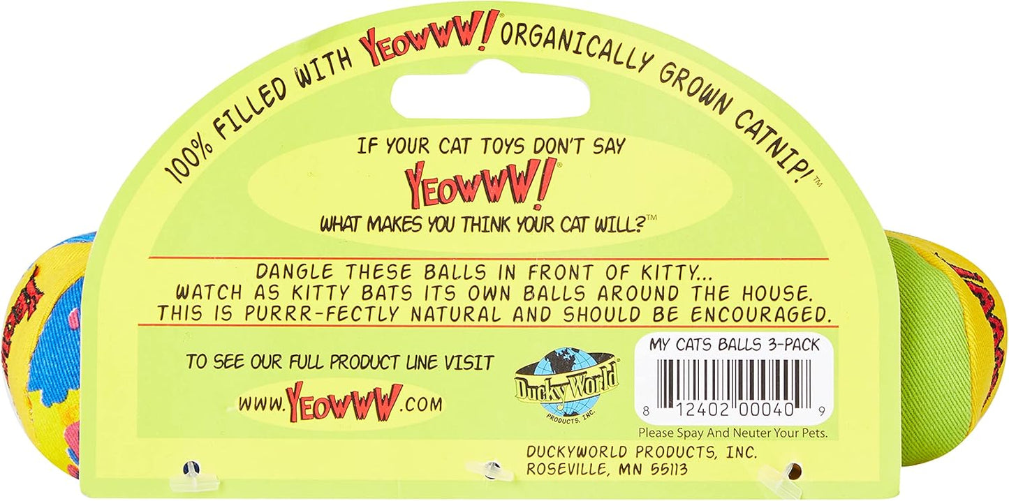 Yeowww! My Cat's Balls - 100% Organic Catnip Toys for Cats (Pack of 3)