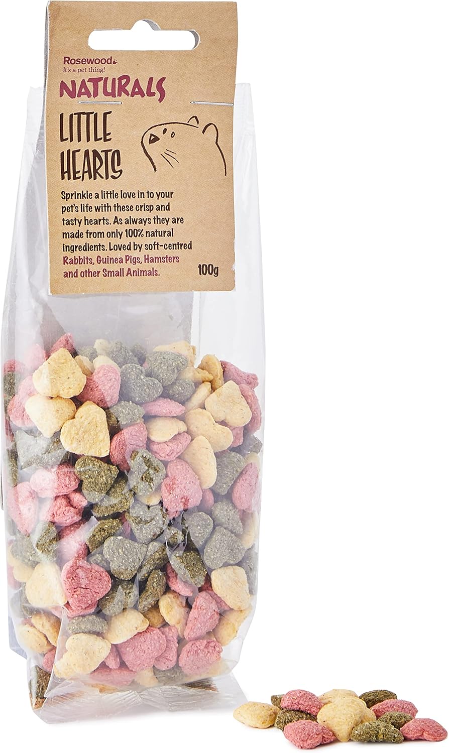 Treats for small animals, in the shape of little colourful hearts. 