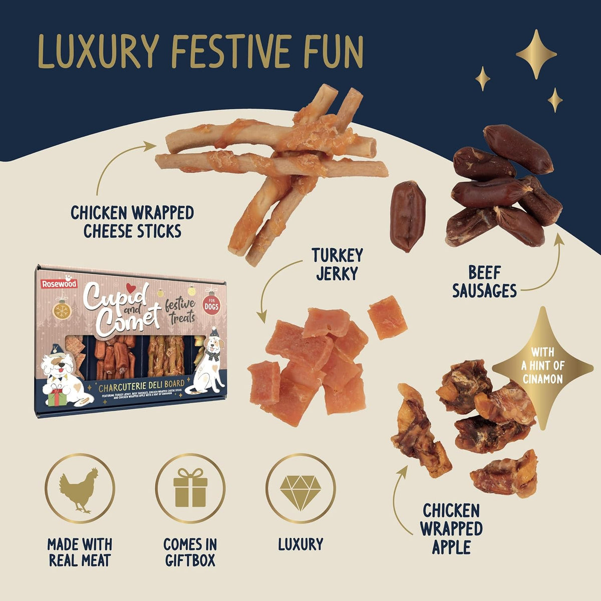Rosewood Cupid & Comet Charcuterie Deli Board 200g Gourmet Dog Treats