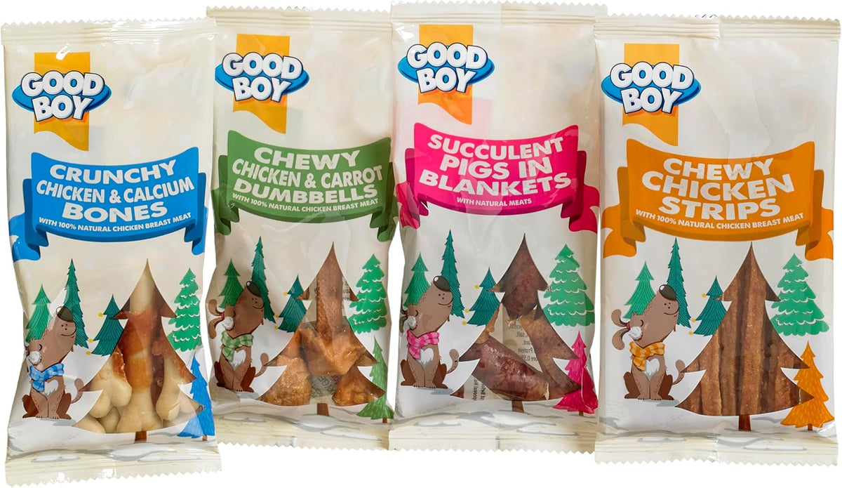 Good Boy Real Meat Festive Treat & Toy Gift Tin for Dogs