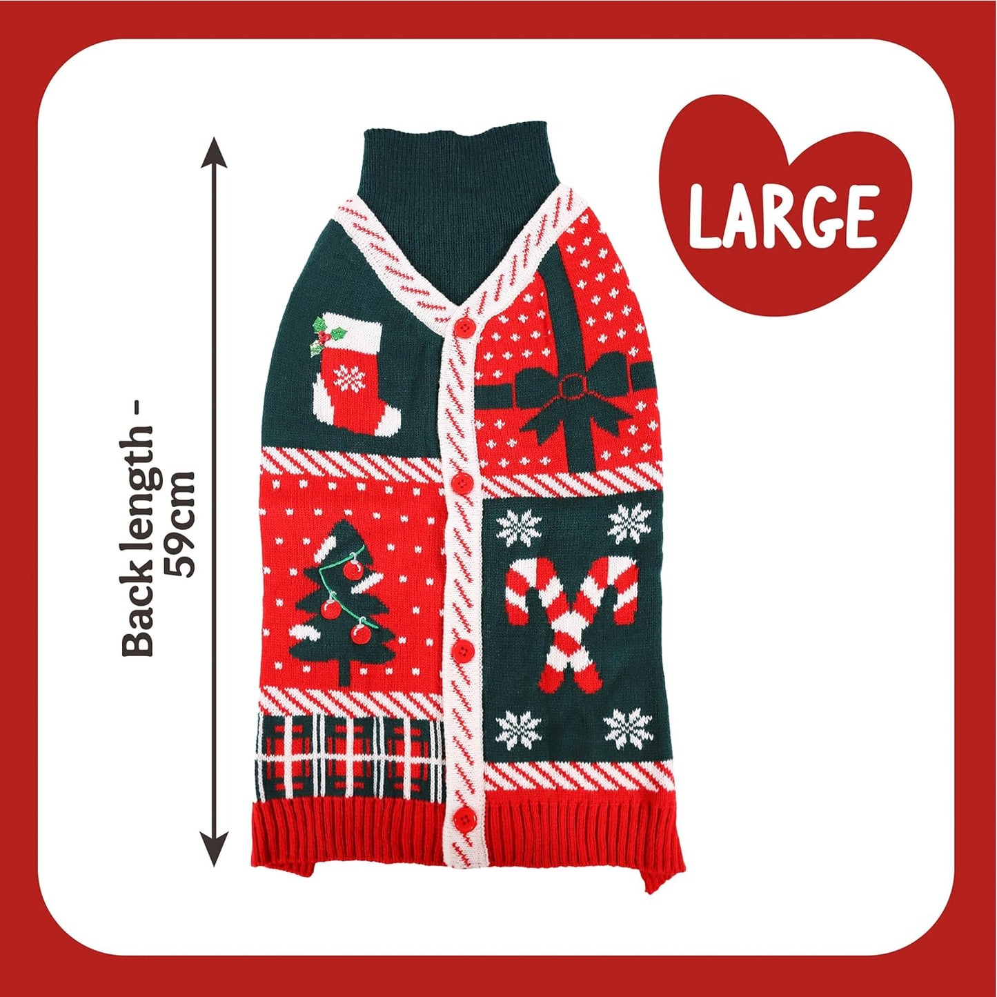 Rosewood Candy Cane Christmas Gift Box | Dog Festive Jumper & Soft Toy Pack